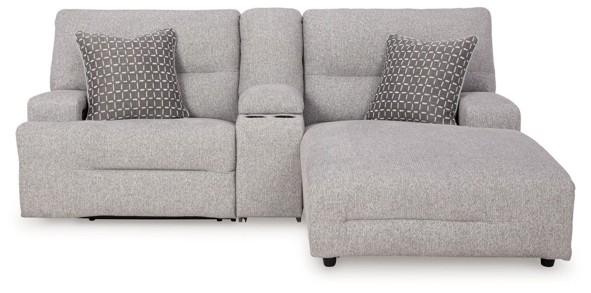 Acklen Place - 4 Pc. - 3 - Piece Power Reclining Sectional Sofa With Raf Chaise, Wide Seat Power Recliner - Pewter 4 Piece Living Room Sets by Signature Design by Ashley® - Walls Furniture & Mattress