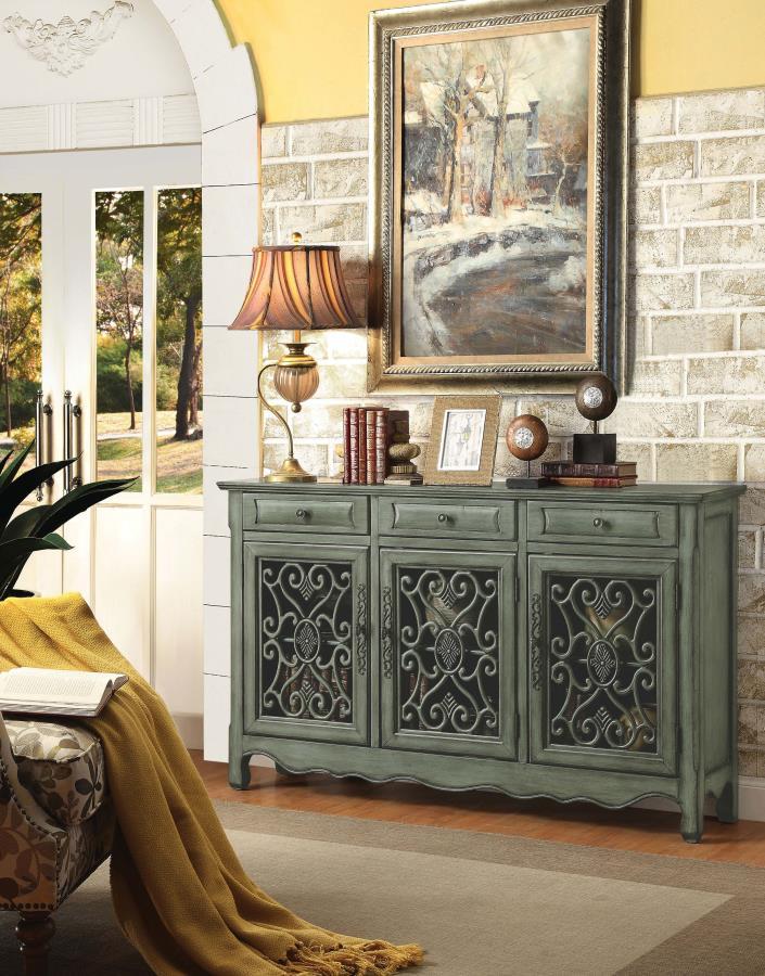 Madeline - 3 - Drawer Scrollwork Accent Cabinet - Antique Green Accent Cabinets by CoasterEssence - Walls Furniture & Mattress