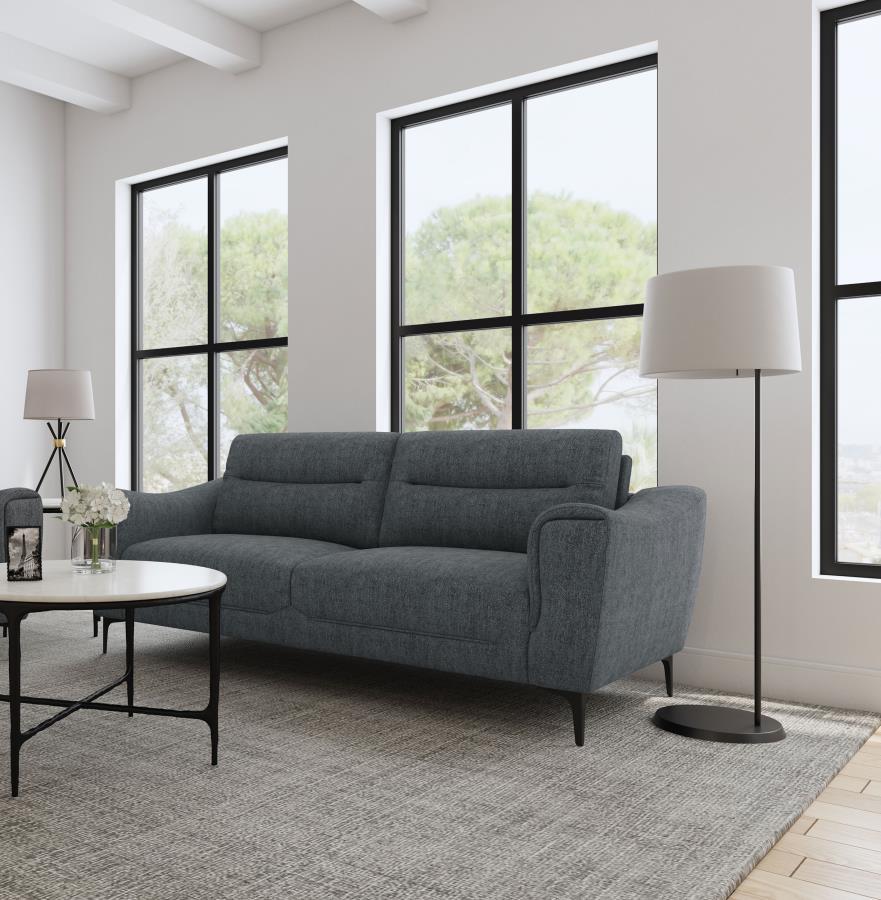 Nolan - Upholstered Sloped Track Arm Sofa - Charcoal Stationary Sofas by Coaster Fine Furniture - Walls Furniture & Mattress