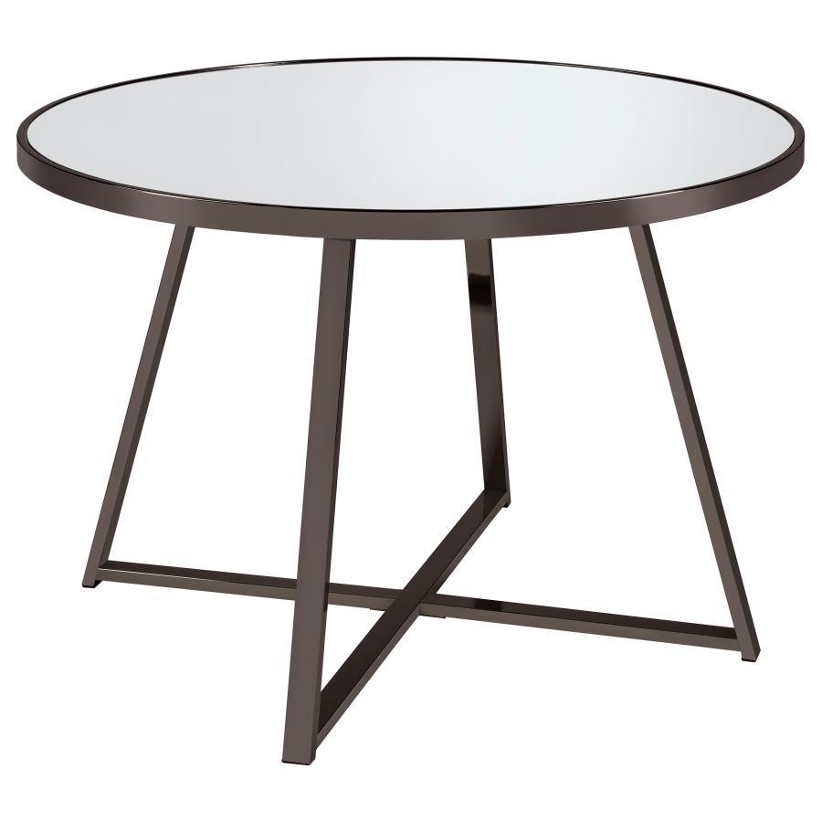 Jillian - Round Mirror Top Dining Table - Black Nickel Dining Tables by Coaster Fine Furniture - Walls Furniture & Mattress