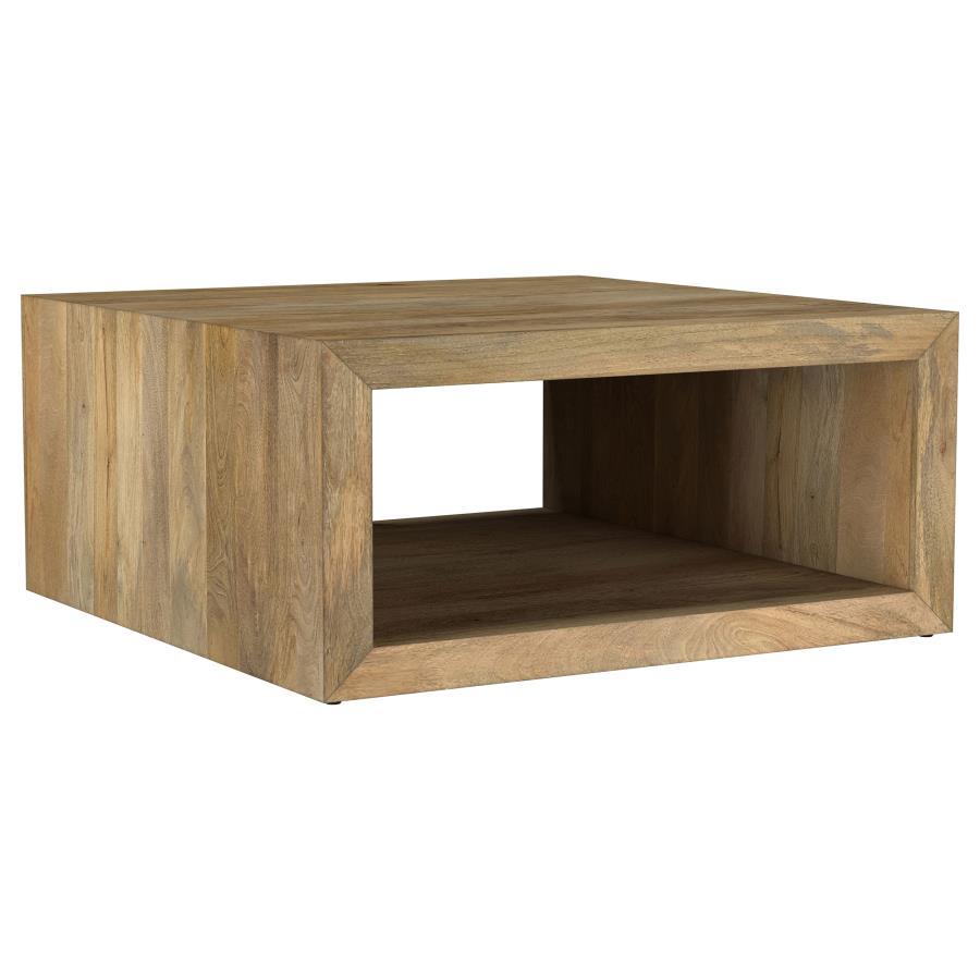Benton - Square Solid Mango Wood Coffee Table - Natural Coffee Tables by Coaster Fine Furniture - Walls Furniture & Mattress