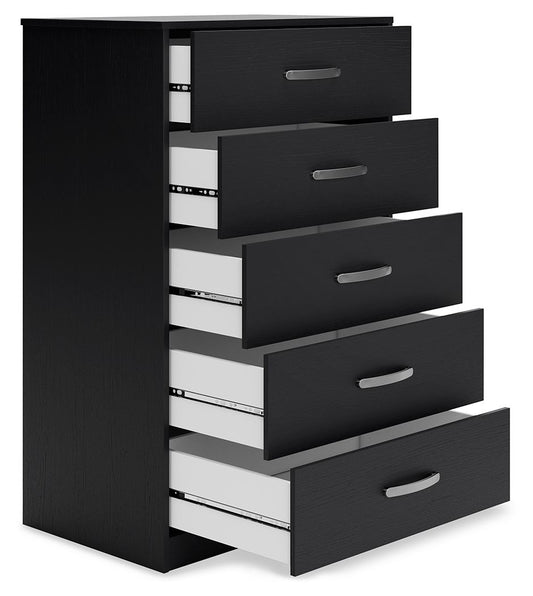 Finch - Five Drawer Chest - 46" Height - Black Accent Chests by Signature Design by Ashley® - Walls Furniture & Mattress