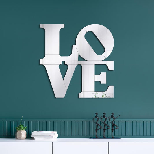 Keiran - Love Lettered Wall Mirror - Silver Wall Mirrors by CoasterEveryday - Walls Furniture & Mattress