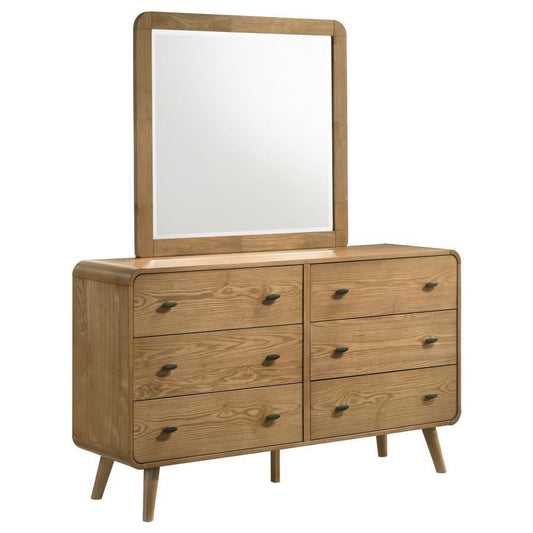 Robyn - 6 - Drawer Bedroom Dresser And Mirror Dresser & Mirror by CoasterEssence - Walls Furniture & Mattress