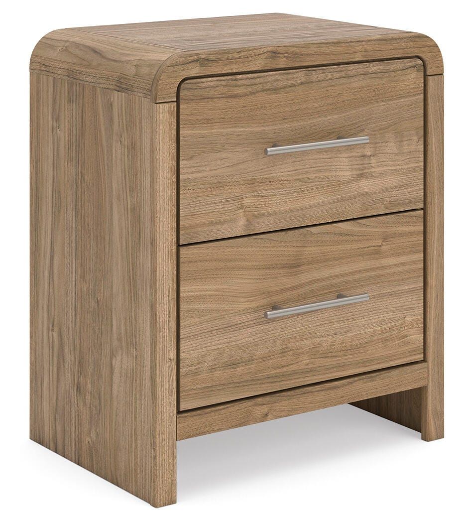 Gramburg - Two Drawer Night Stand - Warm Natural Brown Nightstands w/ Charging Stations by Signature Design by Ashley® - Walls Furniture & Mattress