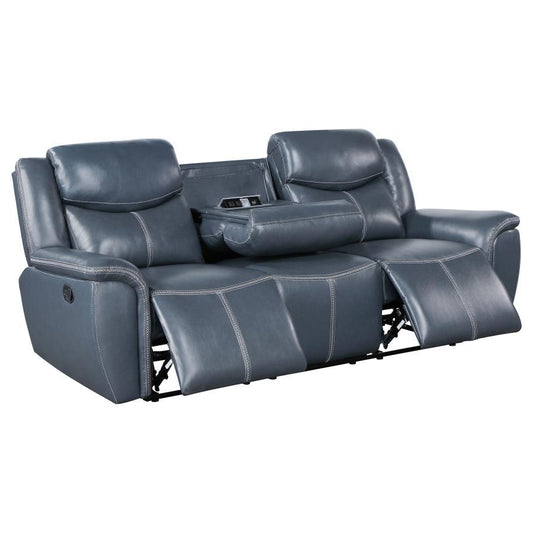 Sloane - Upholstered Padded Arm Reclining Sofa - Blue Reclining Sofas by Coaster Fine Furniture - Walls Furniture & Mattress