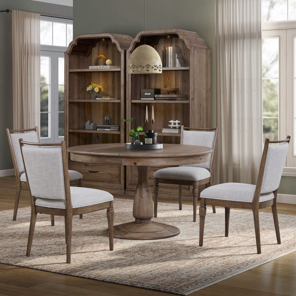 Hickory Grove - Opt 5 Piece Pedestal Table Set - Brown 5 Piece Dining Room Sets by Liberty Furniture - Walls Furniture & Mattress