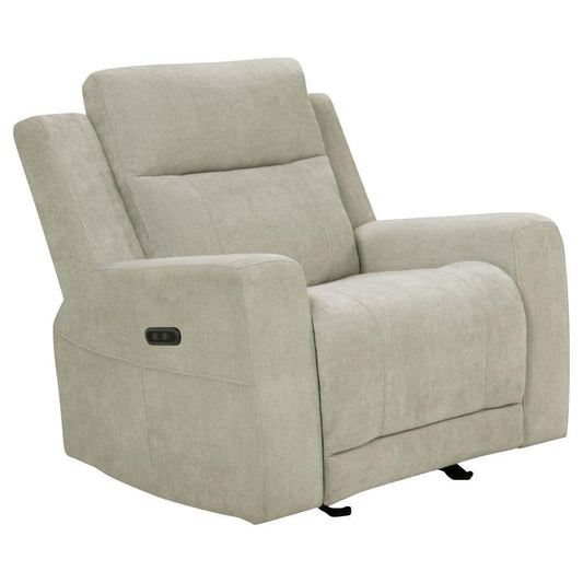 Kennett - Chenille Upholstered Power Recliner Chair - Ivory Reclining Chairs by Coaster Fine Furniture - Walls Furniture & Mattress