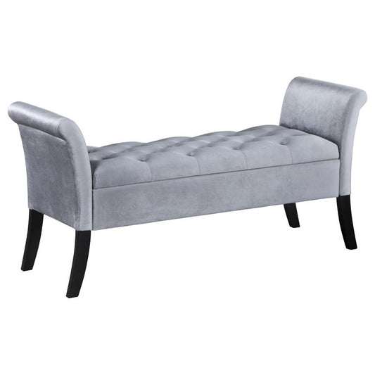 Farrah - Velvet Upholstered Rolled Arm Storage Bench Storage Benches by Coaster Fine Furniture - Walls Furniture & Mattress