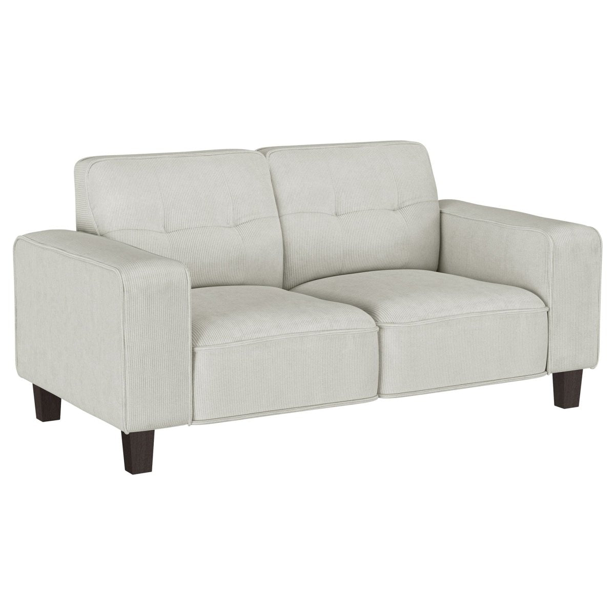Deerhurst - Upholstered Track Arm Tufted Loveseat - Greige Stationary Loveseats by Coaster Fine Furniture - Walls Furniture & Mattress