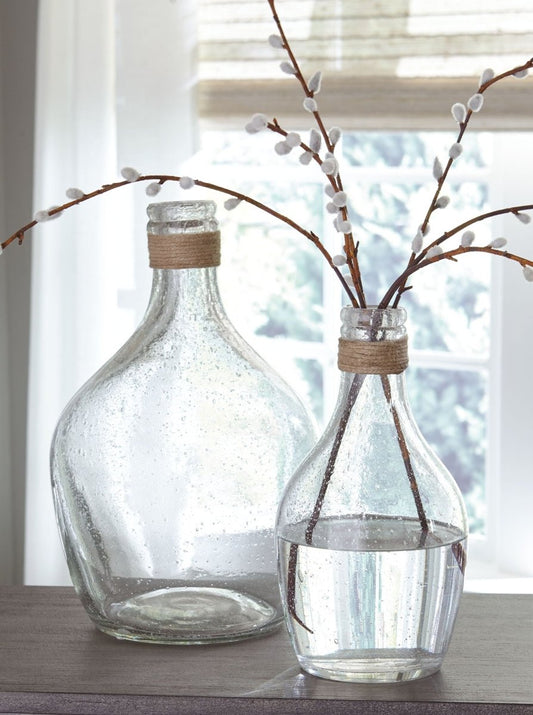 Marcin - Vase Set (Set of 2) - Clear Vases & Jars by Signature Design by Ashley® - Walls Furniture & Mattress