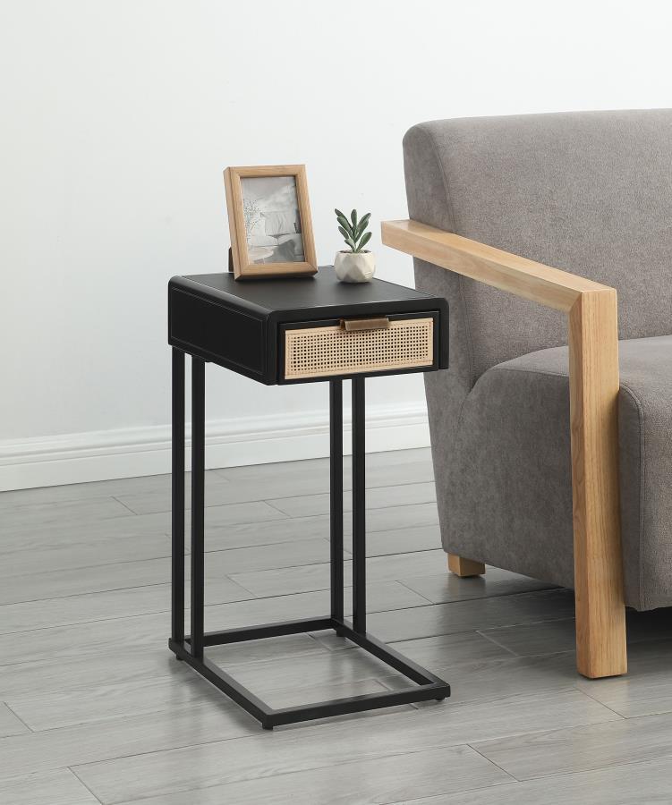 Amherst - 1 - Drawer Radio Weave Cane Metal Side Table Side Tables by Coaster Fine Furniture - Walls Furniture & Mattress