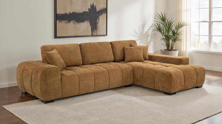 Octavia - Fabric Upholstered Sectional Chaise Sofa Stationary Sectionals by Coaster Fine Furniture - Walls Furniture & Mattress