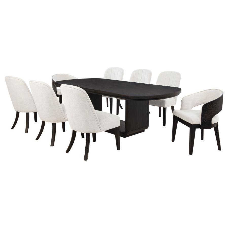 Leandro - 9 Piece Rectangular Dining Table Set - Cream / Burnished Black 8 + Piece Dining Room Sets by Coaster Fine Furniture - Walls Furniture & Mattress