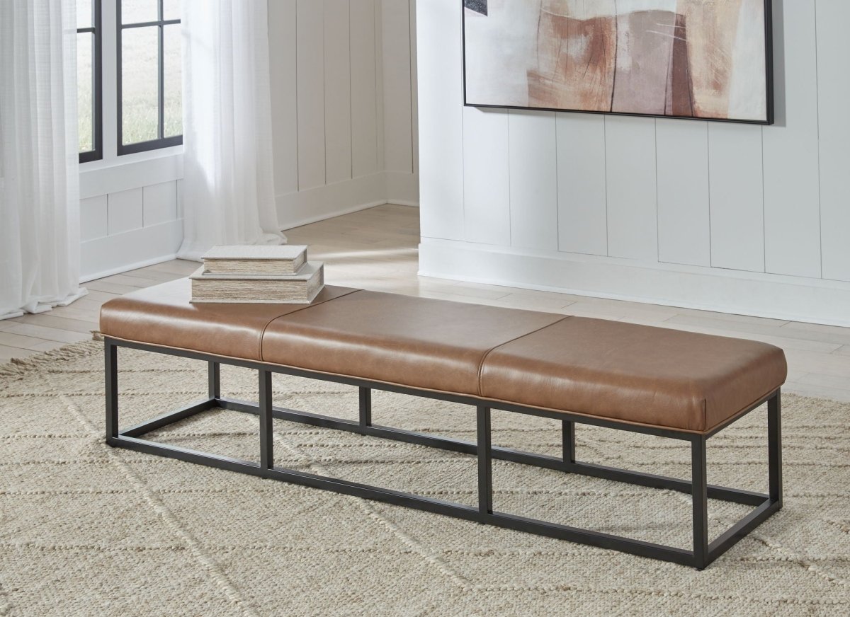 Joston - Accent Bench - Caramel Accent Benches by Signature Design by Ashley® - Walls Furniture & Mattress