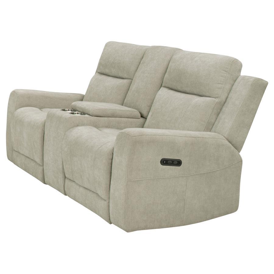 Kennett - Chenille Upholstered Power Reclining Loveseat - Ivory Reclining Loveseats by Coaster Fine Furniture - Walls Furniture & Mattress