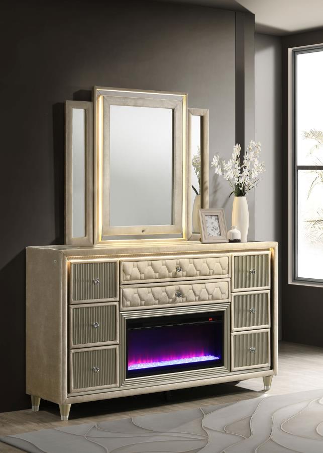Lorient - 8 - Drawer LED Bedroom Flame Box Dresser Dressers by Coaster Fine Furniture - Walls Furniture & Mattress