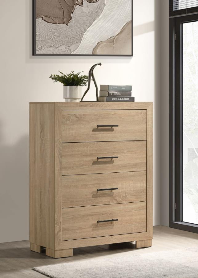 Arielle - 4 - Drawer Bedroom Chest Of Drawers - Light Oak Accent Chests by Coaster Fine Furniture - Walls Furniture & Mattress