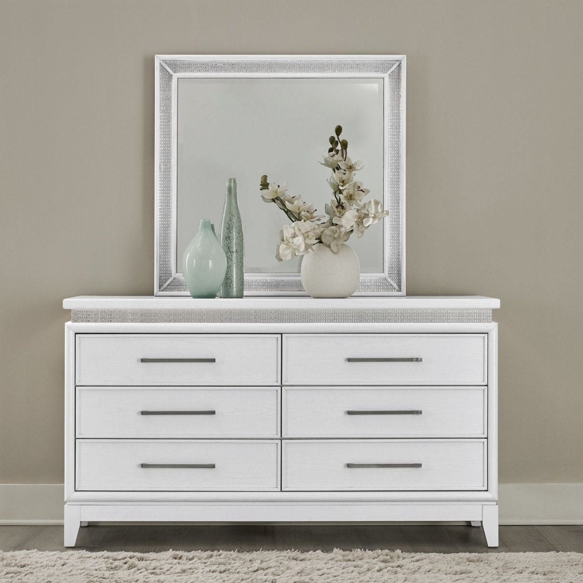 Reflections - Dresser & Mirror - White Dresser & Mirror by Liberty Furniture - Walls Furniture & Mattress