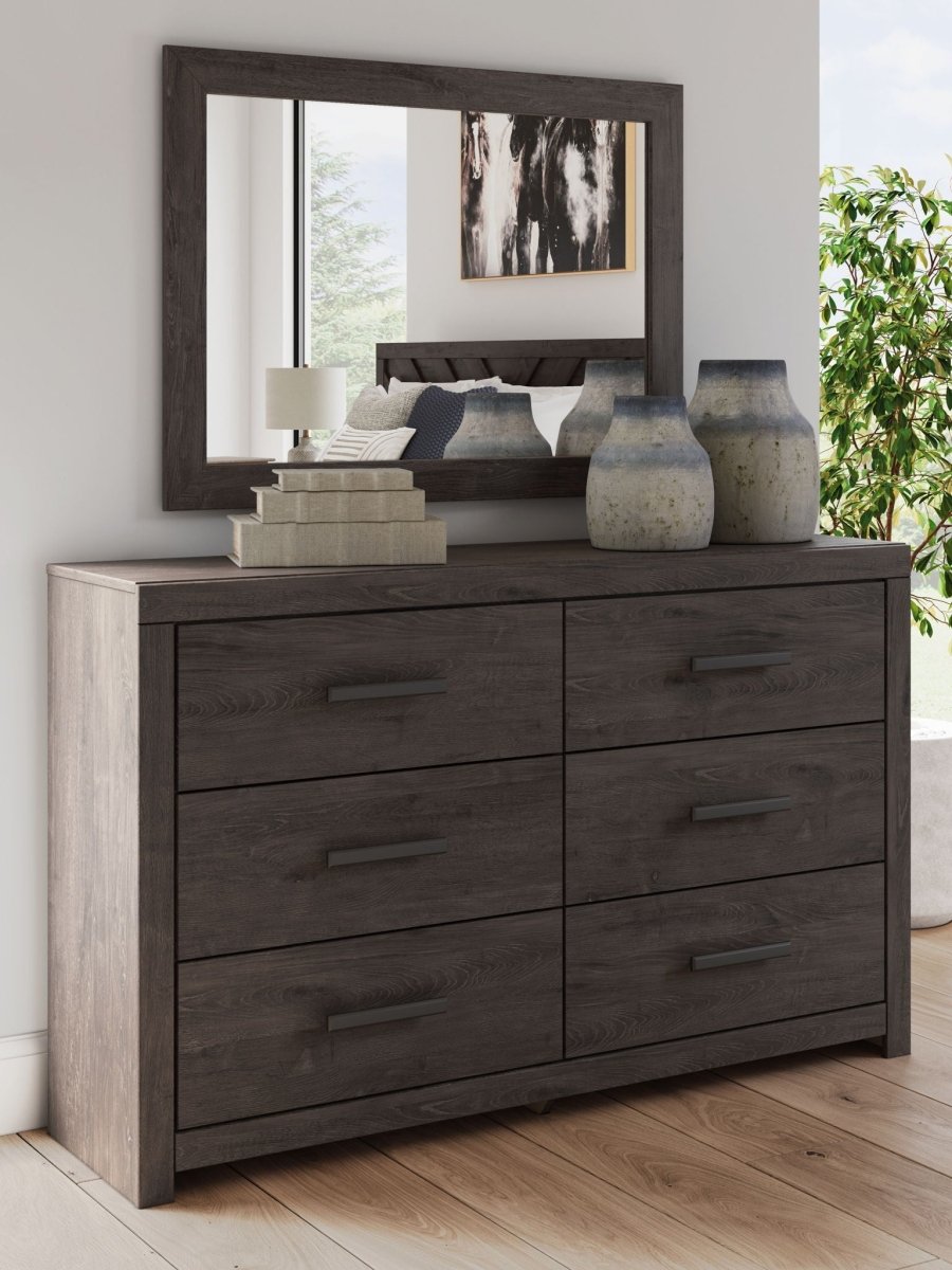 Prendonea - Dresser and Mirror - Charcoal Dresser & Mirror by Signature Design by Ashley® - Walls Furniture & Mattress
