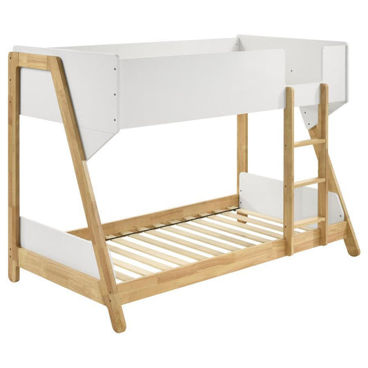 Wyatt - Wood Twin Over Twin Bunk Bed - White And Natural Bunk Beds by Coaster Fine Furniture - Walls Furniture & Mattress