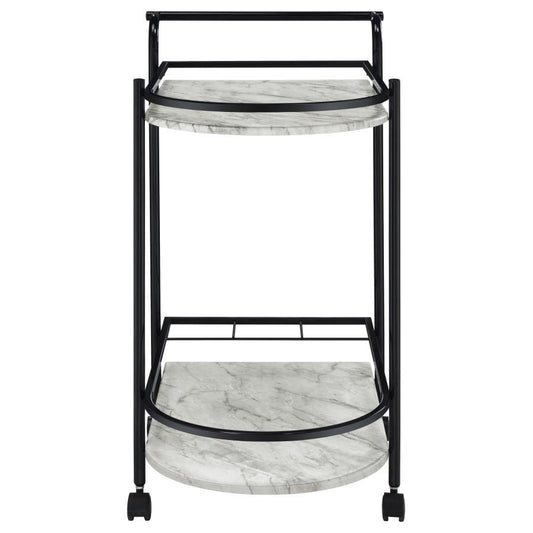 Desiree - 2 - Tier Faux Marble Shelf Metal Bar Cart Bar Carts by CoasterEveryday - Walls Furniture & Mattress