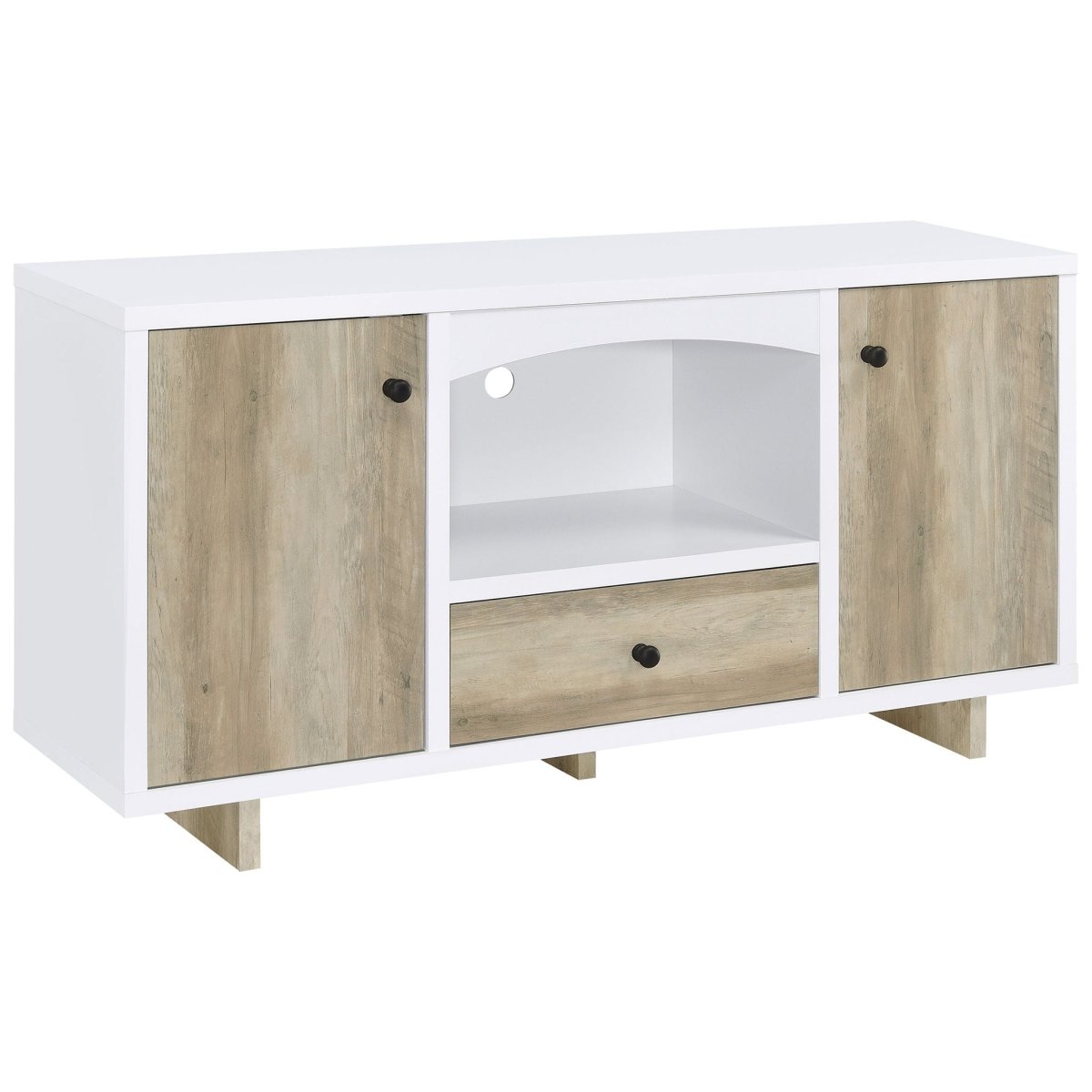 Dalton - 2 Door Storage Credenza - White And Distressed Pine Credenzas by CoasterEveryday - Walls Furniture & Mattress