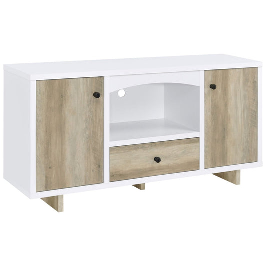 Dalton - 2 Door Storage Credenza - White And Distressed Pine Credenzas by CoasterEveryday - Walls Furniture & Mattress