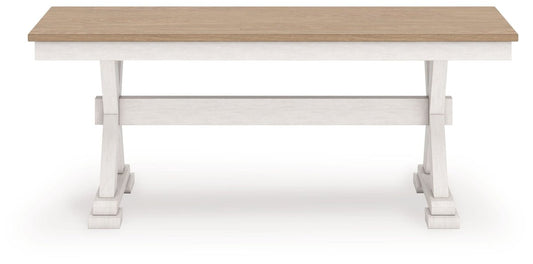 Purlaney - Large Dining Room Bench - Antique White / Natural Dining Benches by Signature Design by Ashley® - Walls Furniture & Mattress