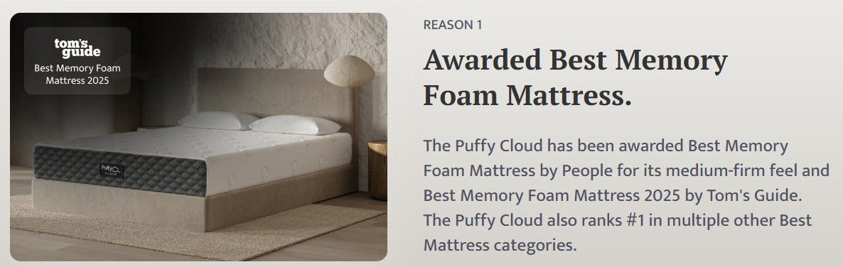 Puffy Cloud Cal King Memory Foam Mattress Memory Foam Mattresses by Puffy - Walls Furniture & Mattress