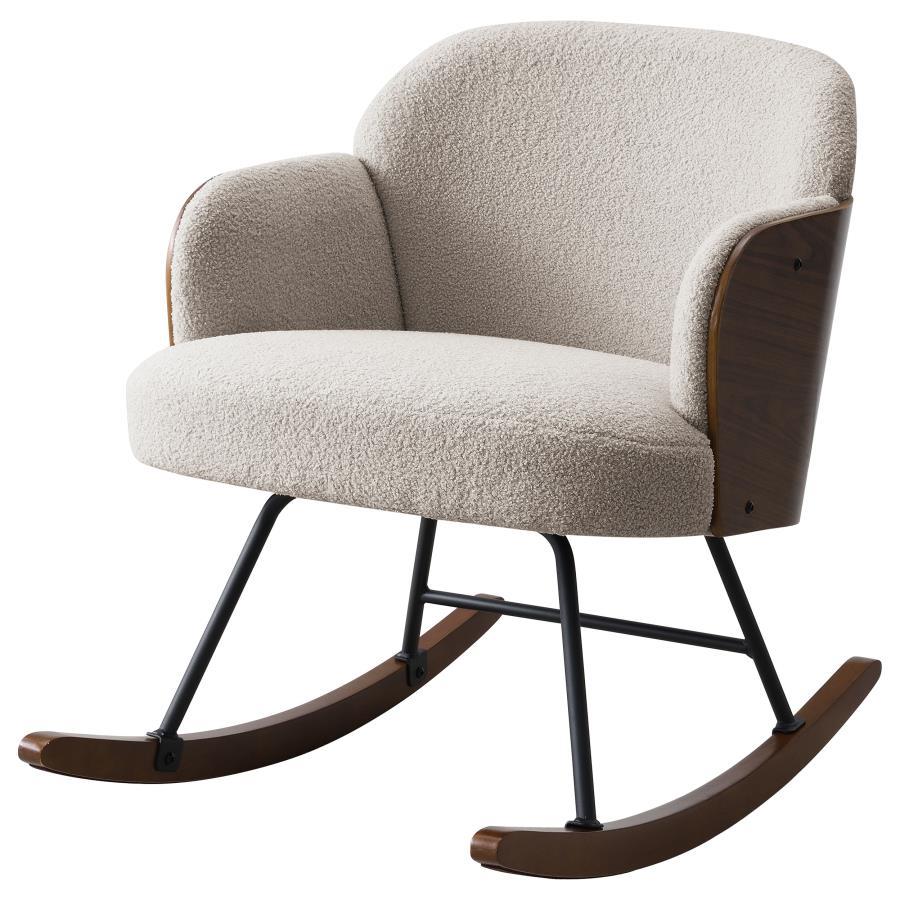 Paige - Boucle Upholstered Mid Back Rocking Chair Rocker Chairs by Coaster Fine Furniture - Walls Furniture & Mattress