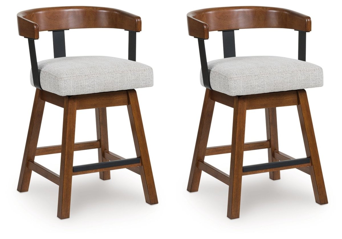 Ralene - Medium Brown - Upholstered Swivel Barstool (Set of 2) Stool Sets by Signature Design by Ashley® - Walls Furniture & Mattress