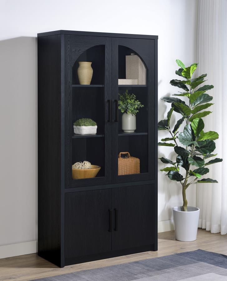 Riva - 4 - Door Tall Accent Display Cabinet LED Lighting - Black Display Cabinets by Coaster Fine Furniture - Walls Furniture & Mattress