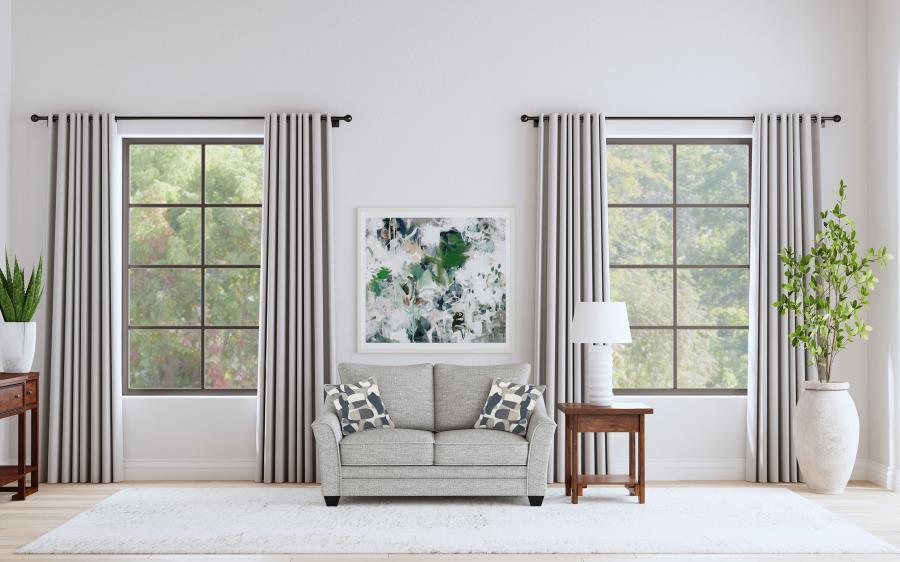 Tomkins - Boucle Upholstered Loveseat - Light Gray Stationary Loveseats by Coaster Fine Furniture - Walls Furniture & Mattress