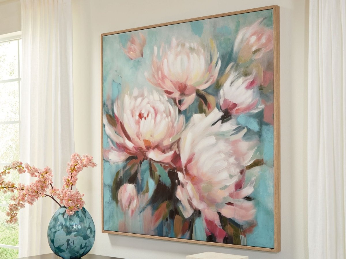 Parryville - Wall Art - Aqua / Pink Canvas Art by Signature Design by Ashley® - Walls Furniture & Mattress