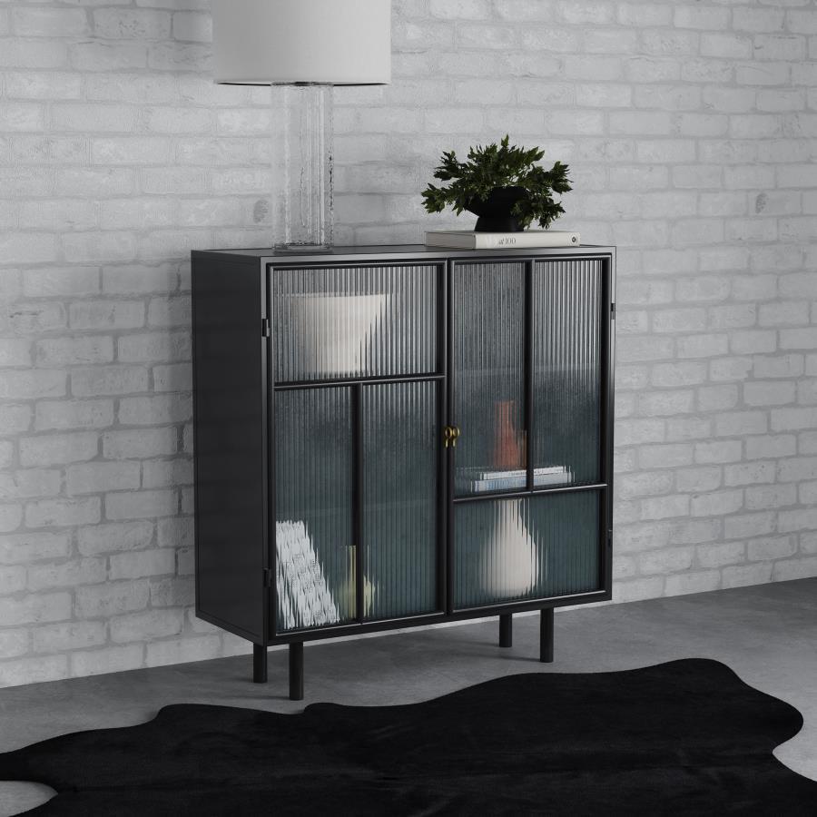 Dalia - 2 Door Accent Storage Cabinet With Shelving - Black Accent Cabinets by Coaster Fine Furniture - Walls Furniture & Mattress