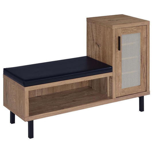 Teller - 1 - Door Entryway Shoe Storage Bench - Natural Oak Storage Benches by Coaster Fine Furniture - Walls Furniture & Mattress