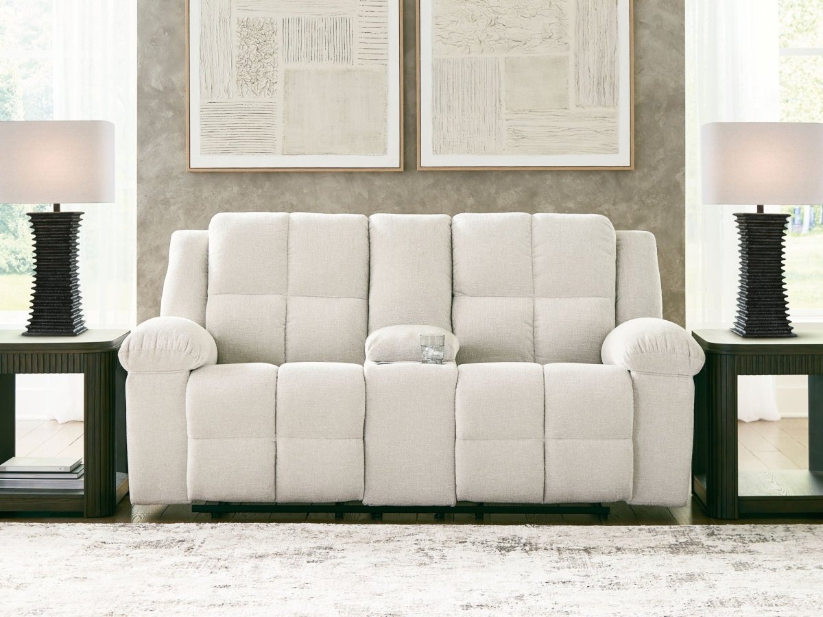 Orlen - Double Reclining Loveseat With Console - Winter Reclining Loveseats by Benchcraft® - Walls Furniture & Mattress