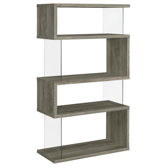 Emelle - 4 - Shelf Glass Panel Bookshelf Standard Bookcases by CoasterEveryday - Walls Furniture & Mattress