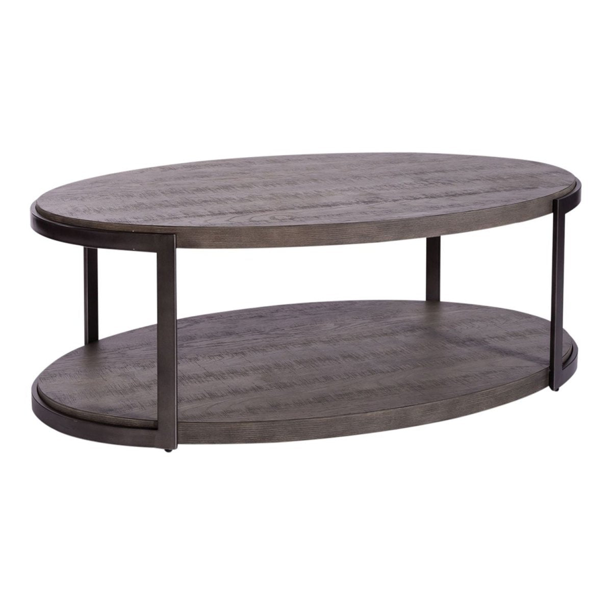 Modern View - Oval Cocktail Table - Dark Gray Cocktail Tables by Liberty Furniture - Walls Furniture & Mattress