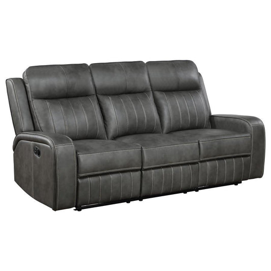 Raelynn - Upholstered Track Arm Motion Sofa - Gray Reclining Sofas by Coaster Fine Furniture - Walls Furniture & Mattress