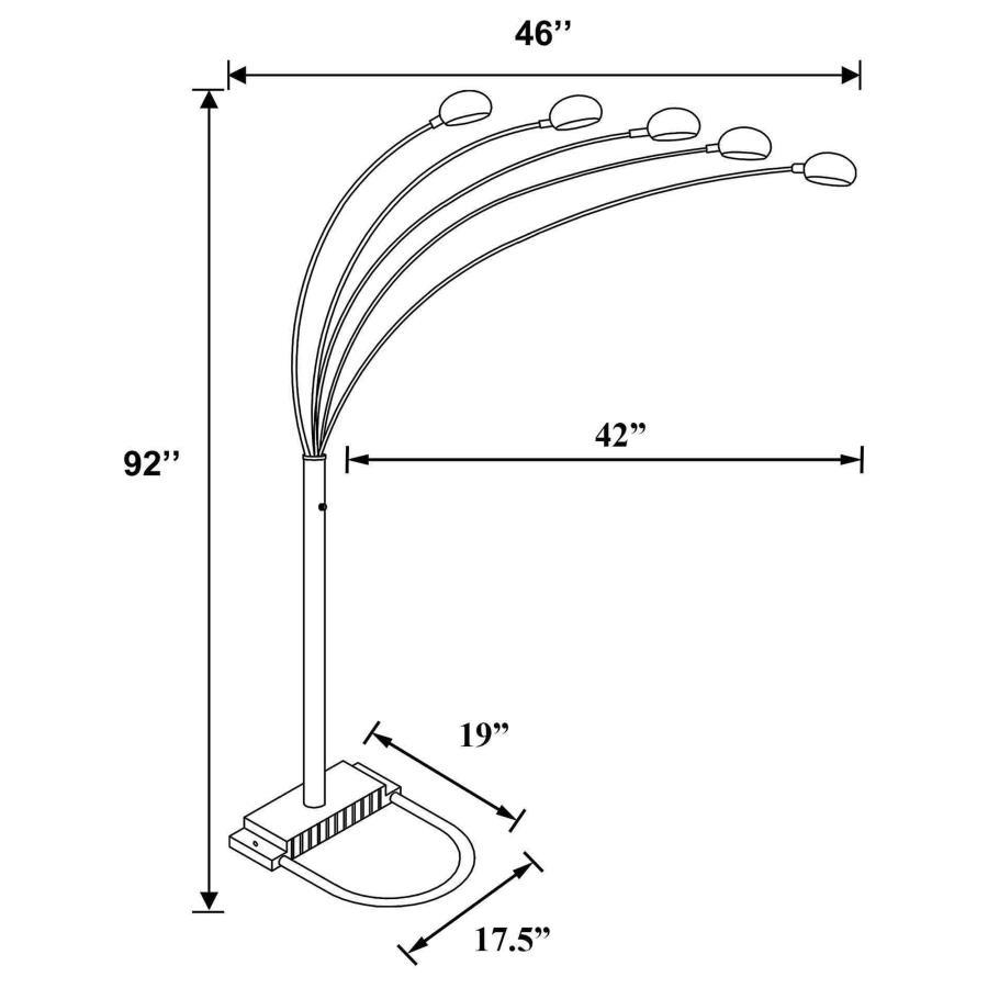 Kayd - Arc 5 - light Dome Shade Metal Floor Lamp Floor Lamps by CoasterEssence - Walls Furniture & Mattress