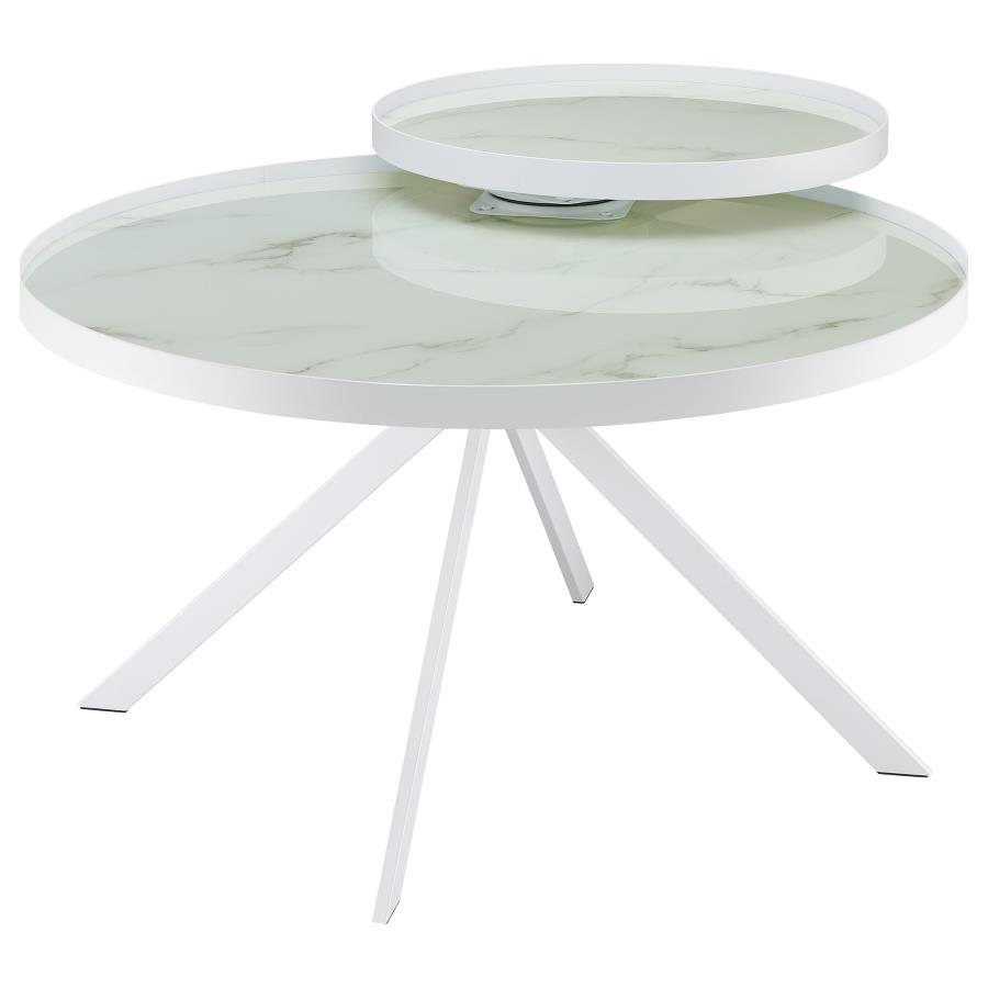 Briggs - Round Marble Printed Glass Top Coffee Table Coffee Tables by Coaster Fine Furniture - Walls Furniture & Mattress