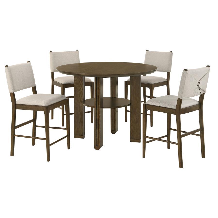 Ottowa - 5 Piece Round Counter Height Dining Room Set - Brown 5 Piece Dining Room Sets by Coaster Fine Furniture - Walls Furniture & Mattress