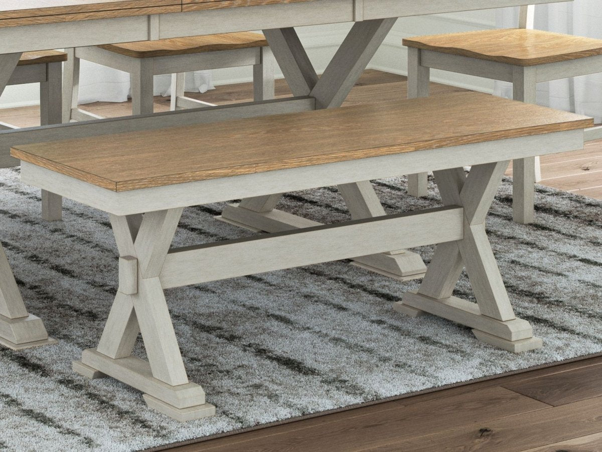 Purlaney - Antique White / Natural - Large Dining Room Bench Dining Benches by Signature Design by Ashley® - Walls Furniture & Mattress