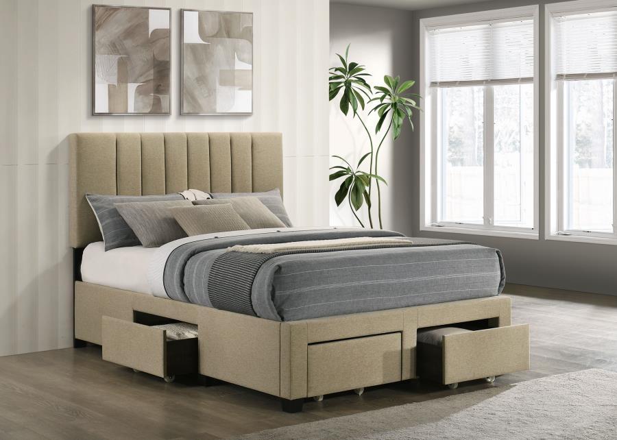 Wheatland - 4 - Drawer Upholstered Storage Bed Storage Beds by Coaster Fine Furniture - Walls Furniture & Mattress