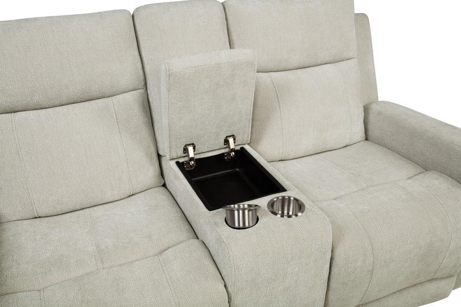 Kennett - Chenille Upholstered Power Reclining Loveseat - Ivory Reclining Loveseats by Coaster Fine Furniture - Walls Furniture & Mattress