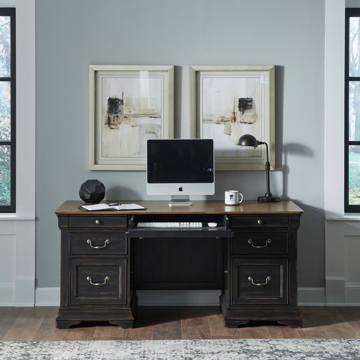 Meritage - Jr Executive Desk - Black Executive Desks by Liberty Furniture - Walls Furniture & Mattress