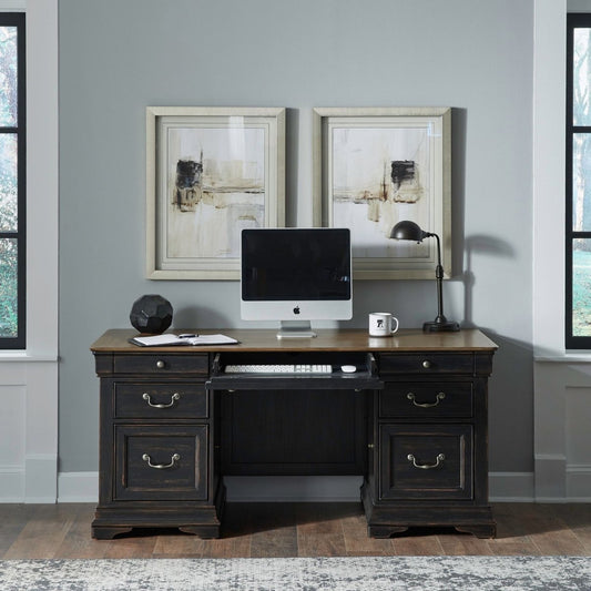 Meritage - Jr Executive Desk - Black Executive Desks by Liberty Furniture - Walls Furniture & Mattress