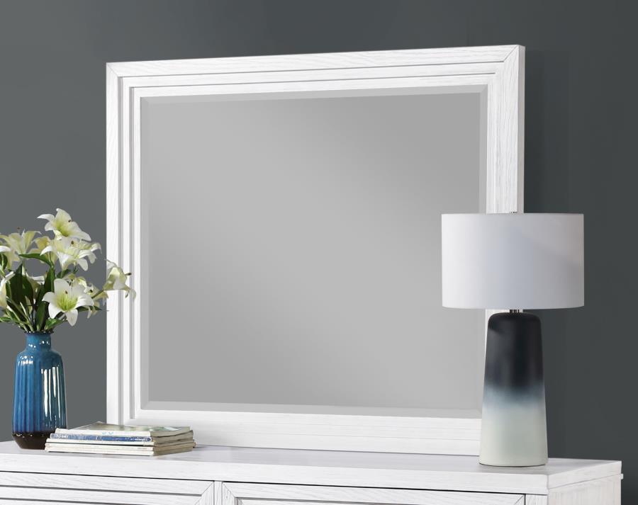 Marielle - Dresser Mirror - Distressed White Bedroom Mirrors by CoasterEveryday - Walls Furniture & Mattress